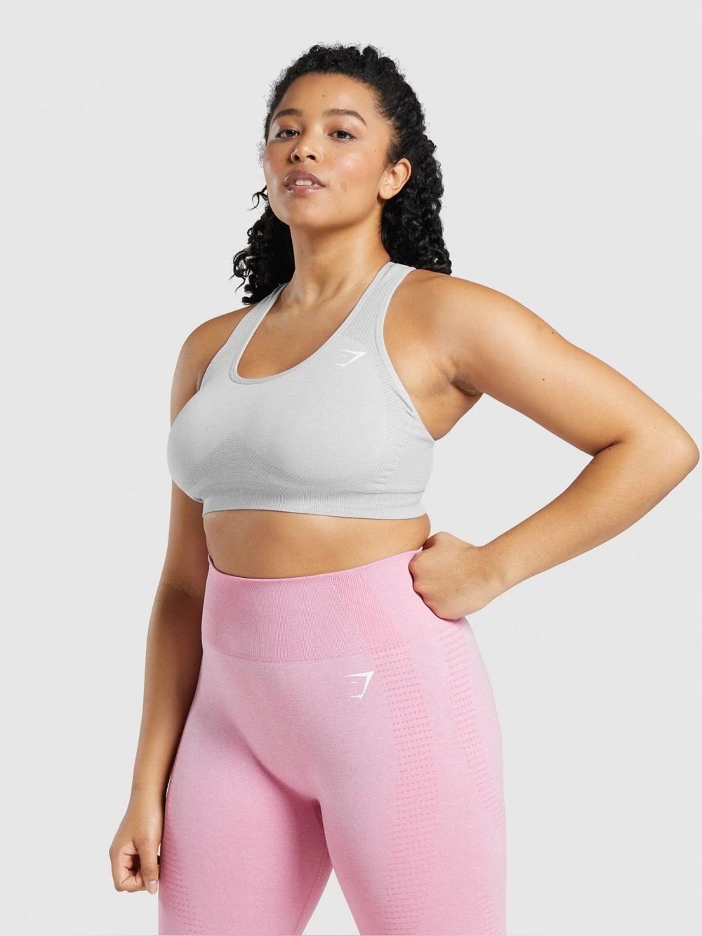 Gymshark Vital Seamless 2.0 Sports Bra in Light Grey Marl size M